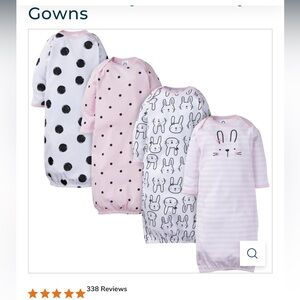Gerber set of baby gown - baby girl 6-9month, pink, white and black